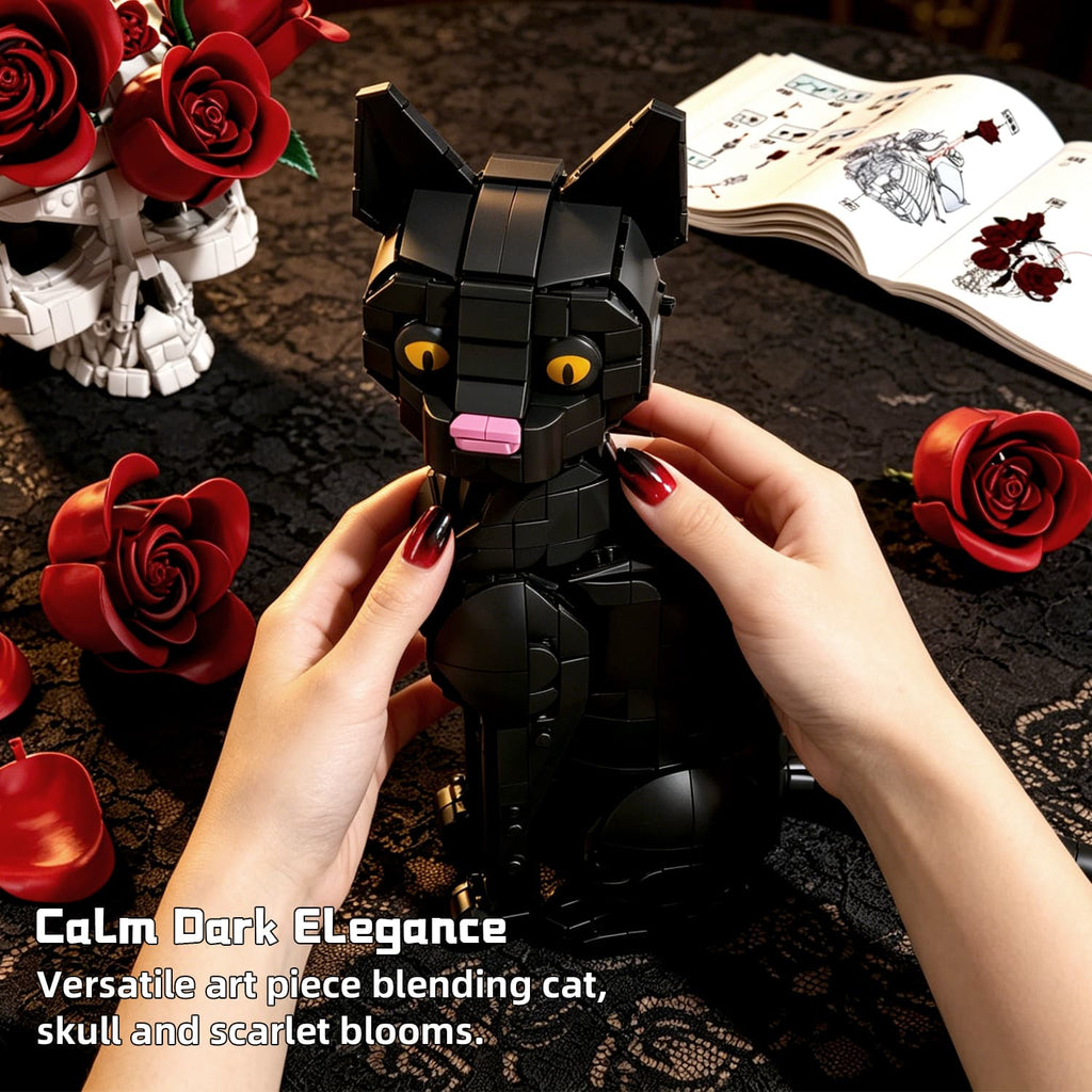 Spooky Halloween cat lover gift building block display model