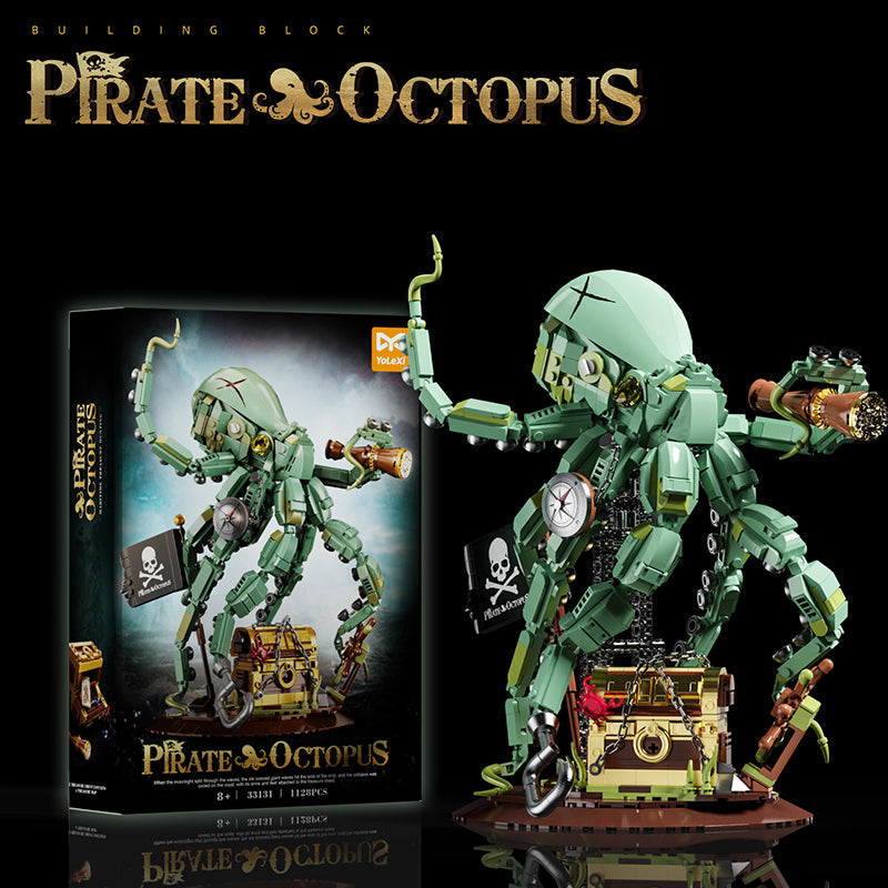 Pirate Octopus Building Block Set with Treasure Display Base-1128 PCS