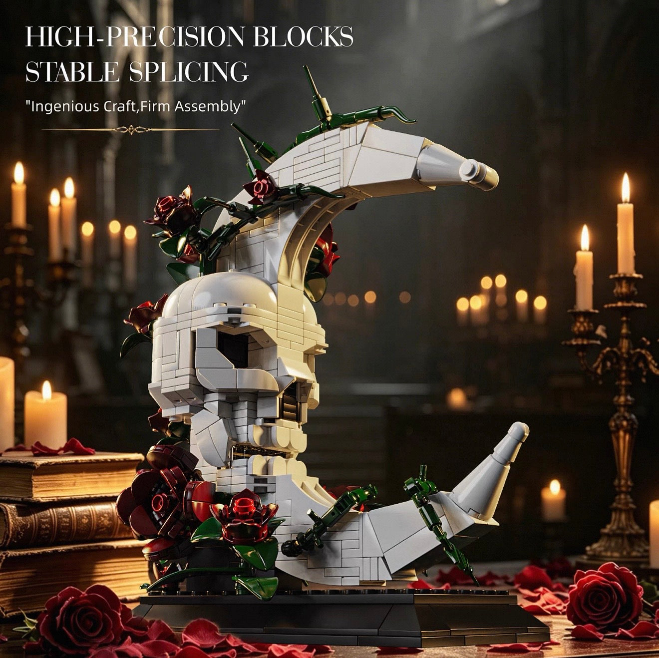 Gothic Crescent Moon Skull Building Blocks