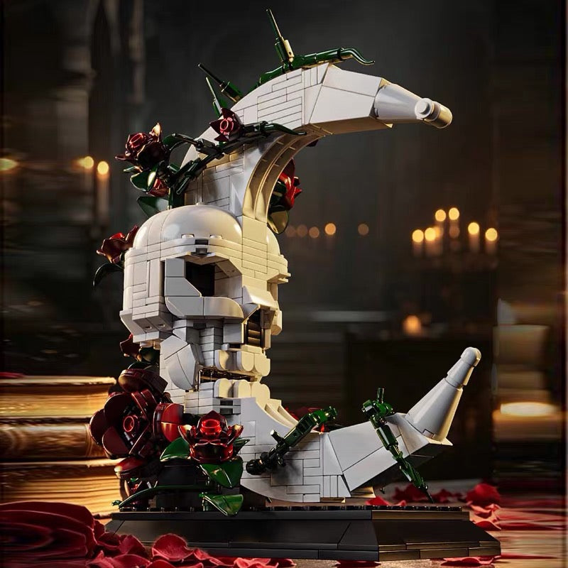 Gothic Crescent Moon Skull Building Blocks