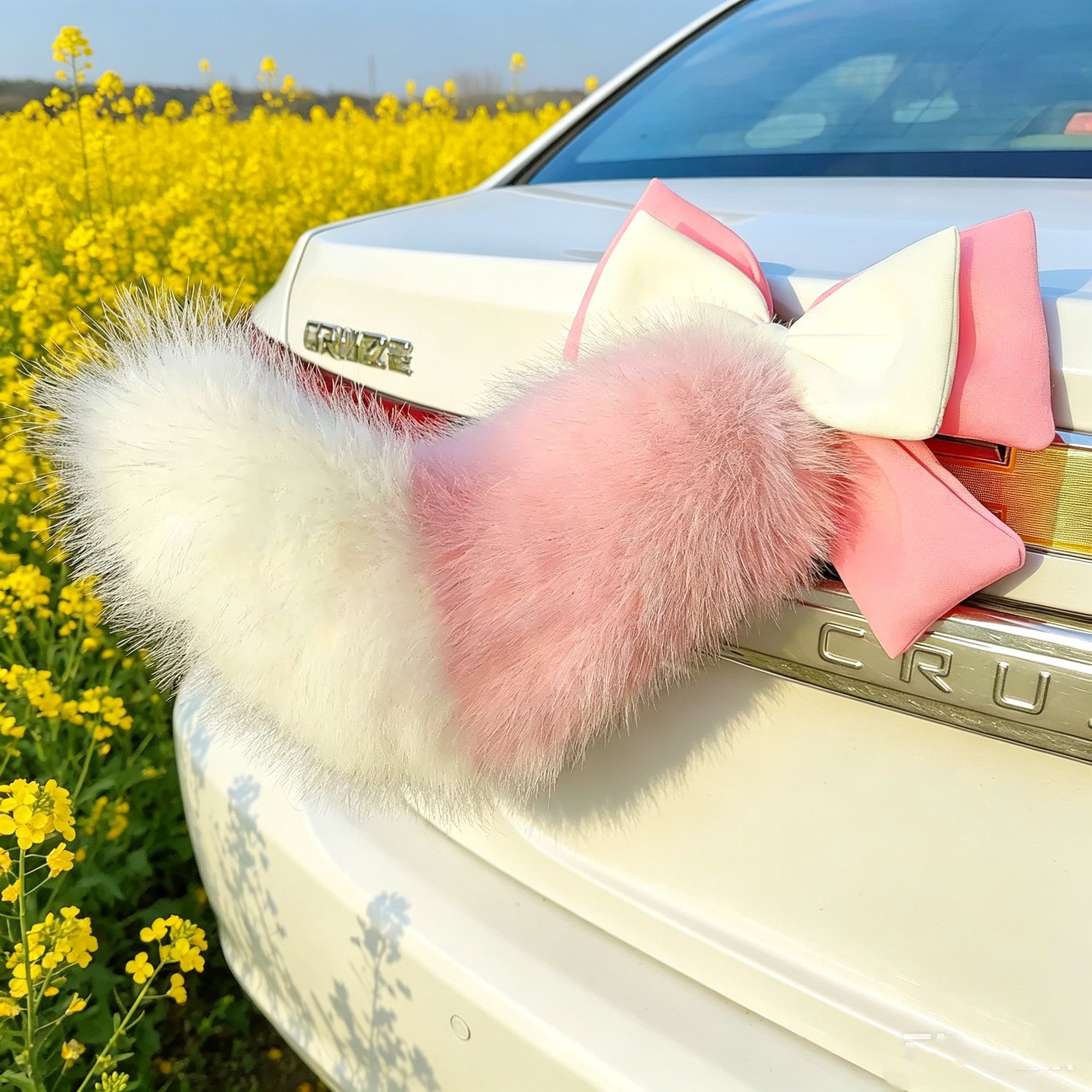 New Fluffy Bow Car Tail Decoration with Voice and Remote Control