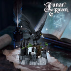 Dark raven building block set with detailed feather design