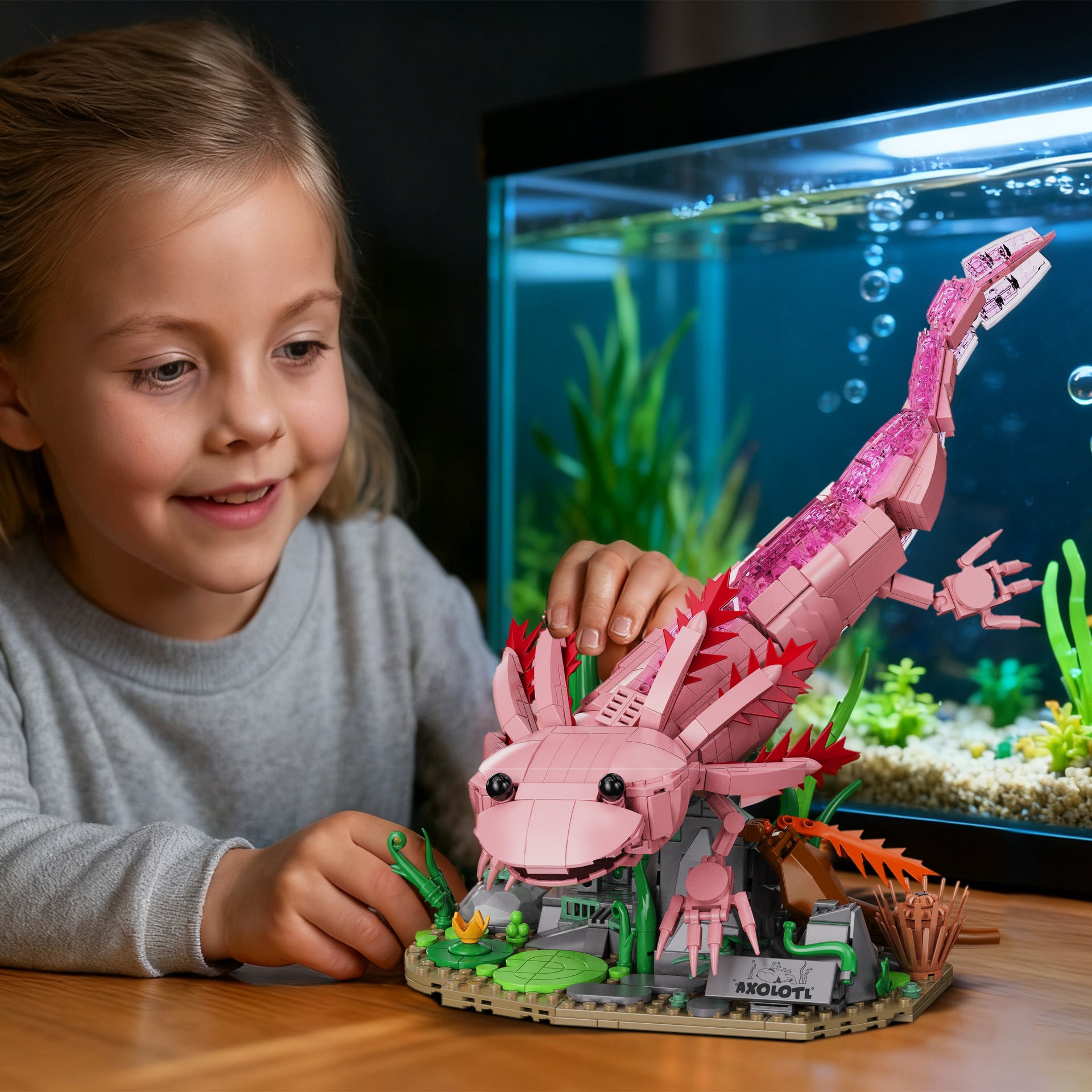 Pink Axolotl Building Blocks