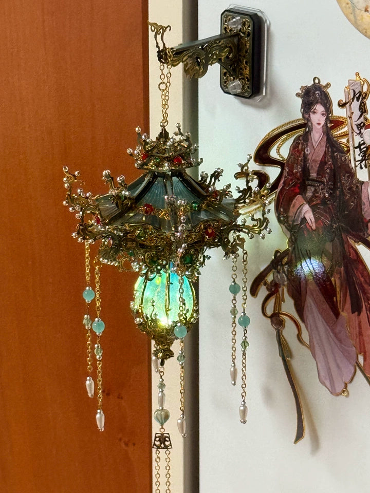 Eternal Bloom Lantern Metal 3D Puzzle Refrigerator Magnet With Light DIY Fridge Decor