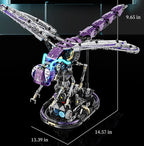 Cyber purple and cyber blue dragonfly display model for desk and shelf decor