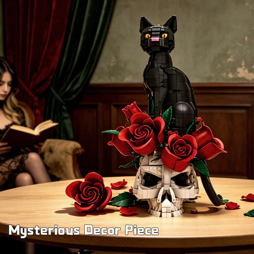 1576 piece skull cat rose building set for dark fantasy decor
