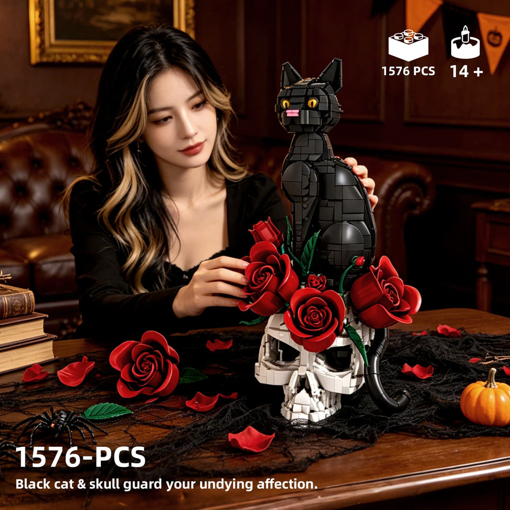 Spooky Halloween cat lover gift building block display model