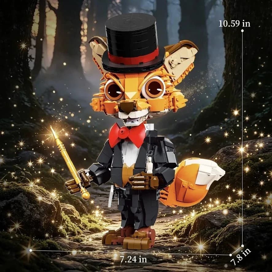 Fantasy fox animal figure building blocks toy for display