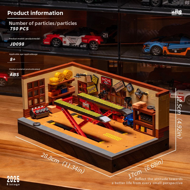 Garage building blocks lift platform detail for car repair scene