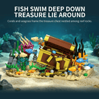 Giant red octopus building block model with 1085 pieces and detailed sea creature design.