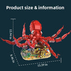 Giant red octopus building block set 1085 pieces with ocean treasure display base.