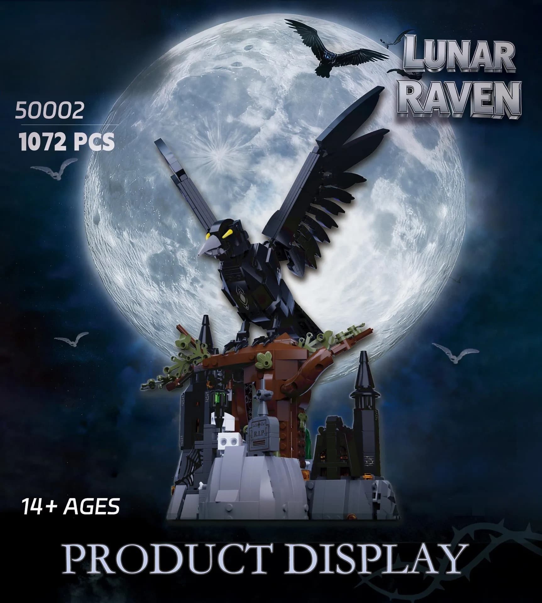 Gothic black raven animal building model with 1072 pieces