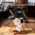 Dark fantasy skull and red rose building block display model