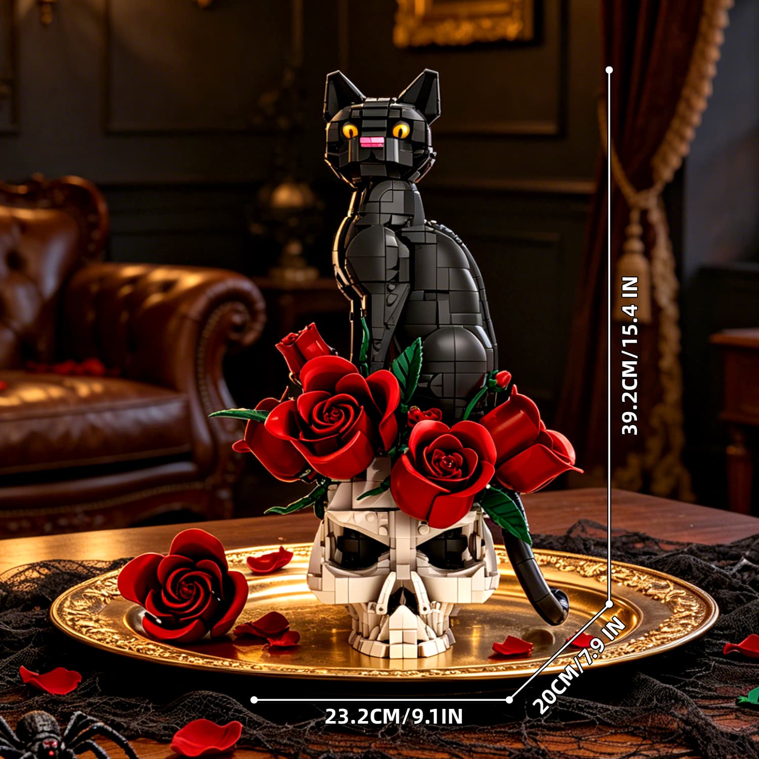 Spooky Halloween cat lover gift building block display model