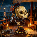 Pirate skull globe building blocks display set with rotatable skull