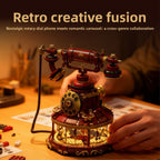 Vintage phone carousel building blocks desk decor with built-in light