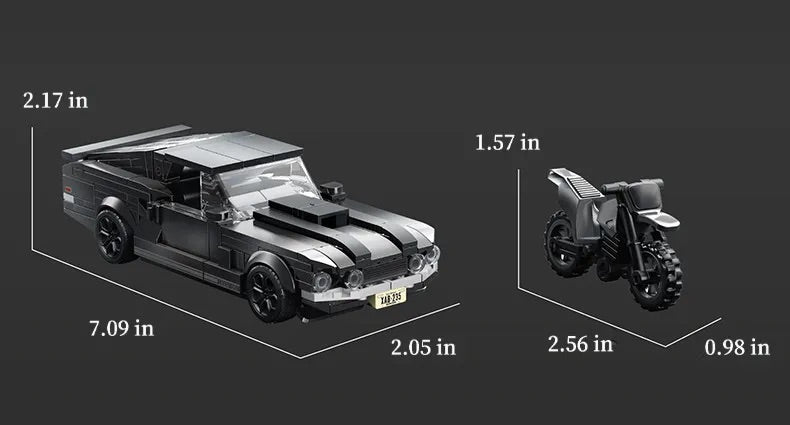 2135PCS RV vehicle building blocks display set with trailer, car, and motorcycle