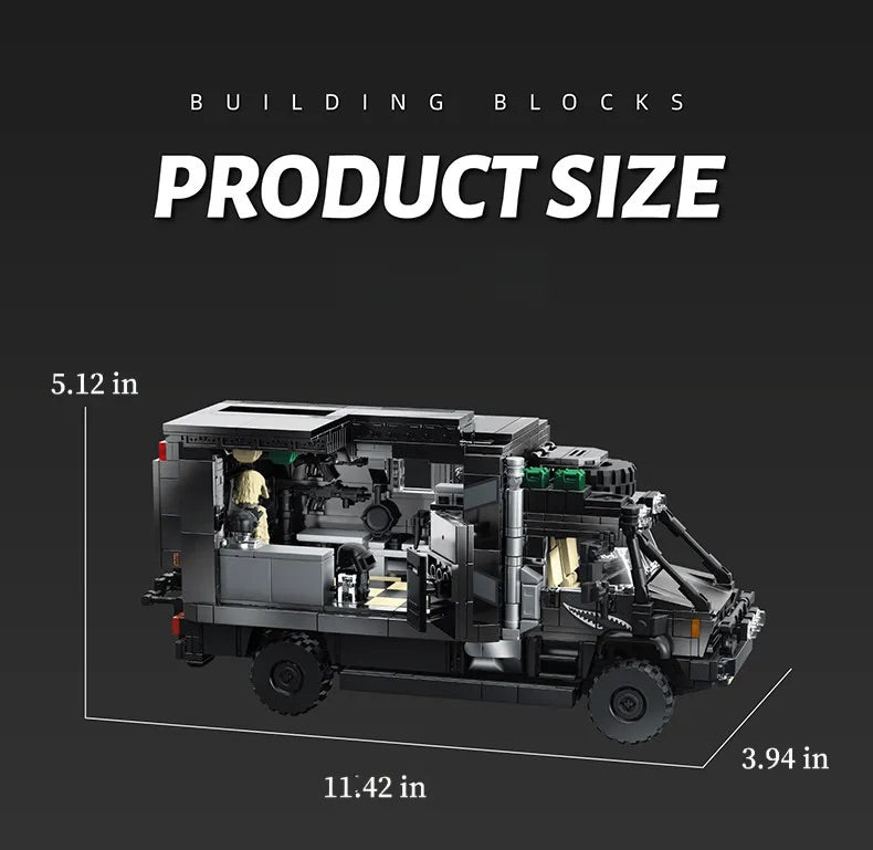 2135PCS RV vehicle building blocks display set with trailer, car, and motorcycle