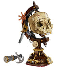 Pirate skull globe building blocks set with removable parts and box display