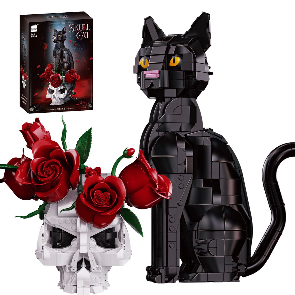 1576 piece skull cat rose building set for dark fantasy decor