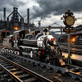 Lighted steam train building blocks set with crystal cargo and track base