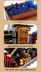 1402PCS ore train building blocks display model with glowing mining car