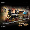 Vintage ore train building blocks model with station clock and display lighting