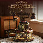 Vintage phone carousel building blocks desk decor with built-in light