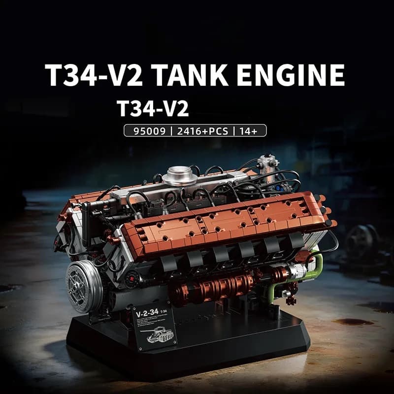 Tiger tank engine building blocks with 360 degree rotation function