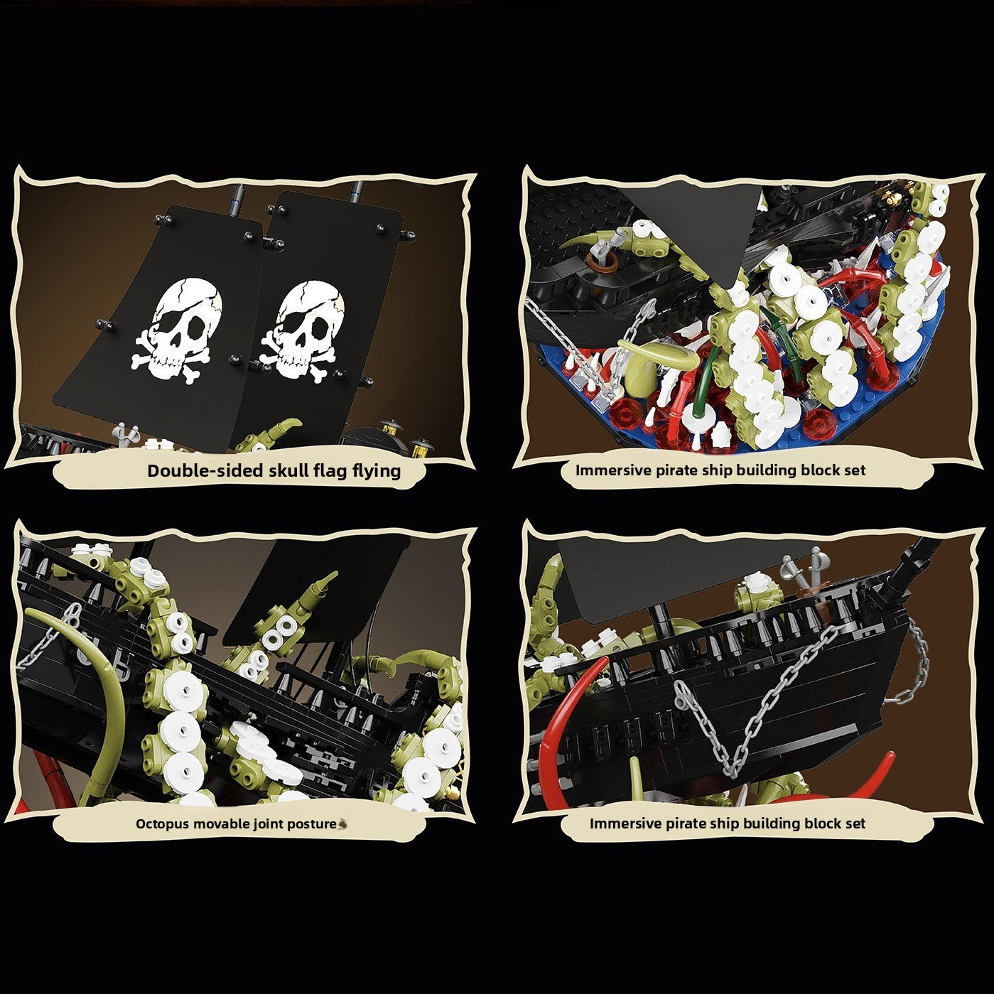 Tentacle Pirate Ship Building Blocks