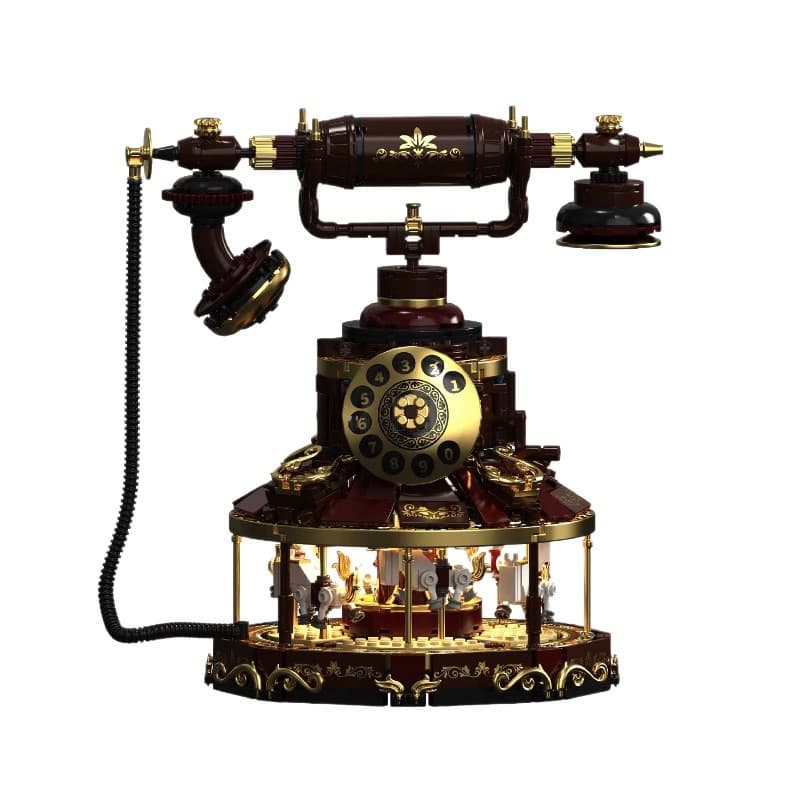 1130PCS telephone carousel building blocks set with gold details